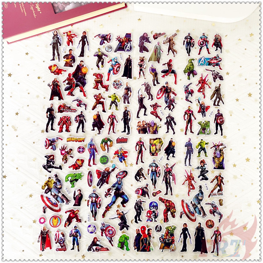 ▶ Bộ 5 Tấm Sticker Dán Hình Siêu Anh Hùng Marvel Q-1 ◀ Miếng Dán PVC 3D Chống Thấm Nước Chất Lượng