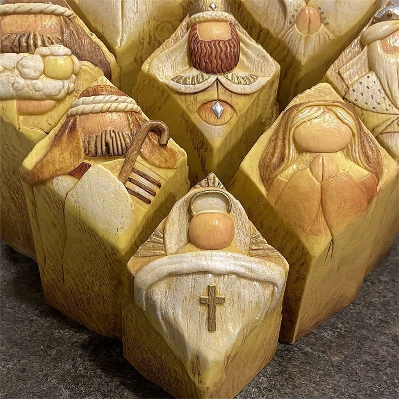 Set 9 cột cây thiên đường chất liệu resin điêu khắc bằng tay dùng cho trang trí bàn làm việc văn phòng/nhà ở độc đáo