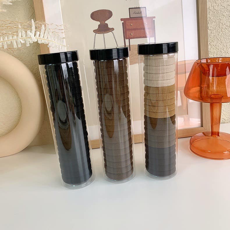 [Set 20] Chun Buộc Tóc Nhiều Màu Sắc Có Ống Đựng Trong Suốt