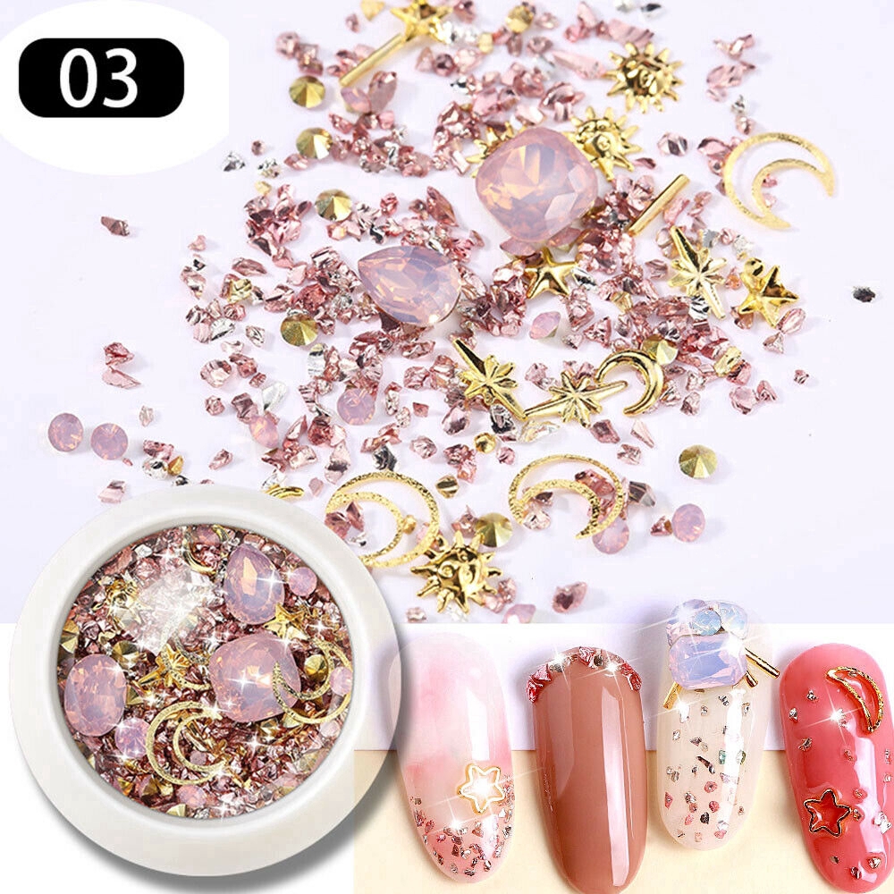 1 Box Glitter Metal Nail Rhinestones/ Multicolor Crystal Glass Diamonds Nail Art Charms/ DIY Colorful Manicure Decoration