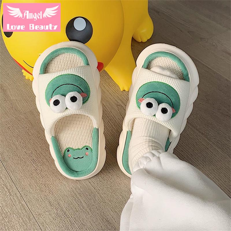 Dép Cotton Lanh Đế Dày Chống Trượt Hình Chú Ếch Dễ Thương Cho Bé Trai Bé Gái