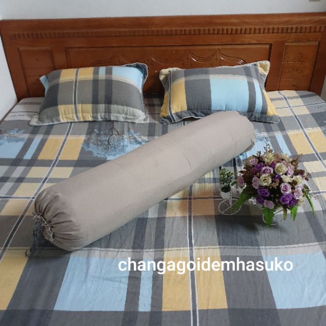 Vỏ gối ôm cotton đũi, vỏ gối ôm cốt tông size người lớn 35x100cm | BigBuy360 - bigbuy360.vn