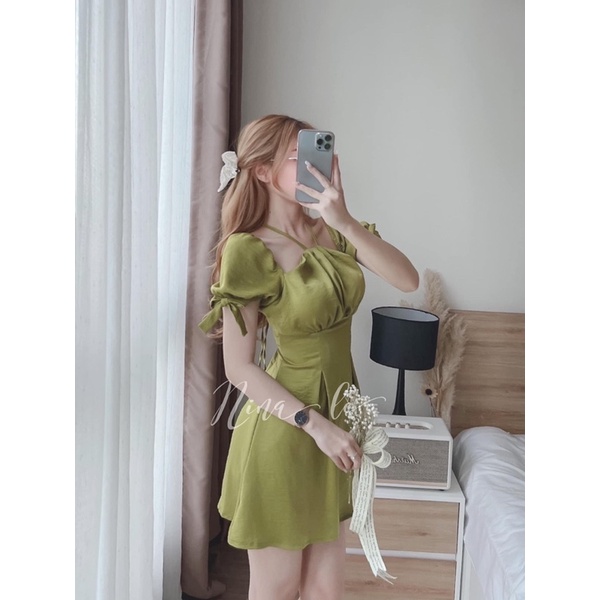 Váy Cổ Yếm Tay Nơ 2 Màu Siêu Xinh Có Ảnh Thật Kèm Video | BigBuy360 - bigbuy360.vn