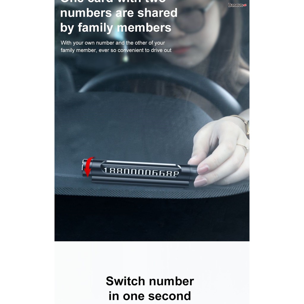 Bảng số điện thoại dùng trên xe ô tô Baseus - Nhỏ gọn - Thiết kế thông minh - Tiện lợi - Hàng chính hãng