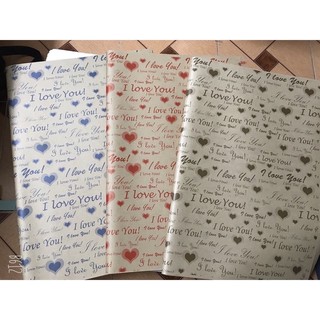 tập 20tờ giấy gói hoa ,bọc quà i Love you nhiều mầu