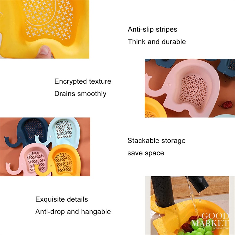 Rổ Nhựa CHÚ VOI Đựng Đồ Ráo Nước Gắn Bồn Rửa Chén Tiện Dụng