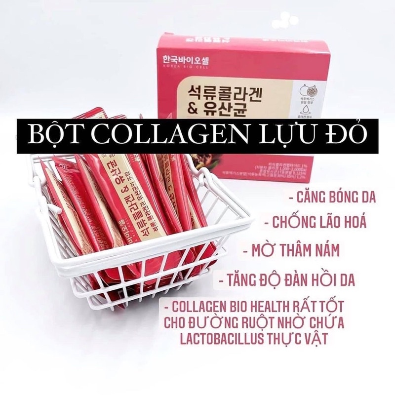 Bột Collagen Lựu đỏ Hàn Quốc - Hộp 30 gói