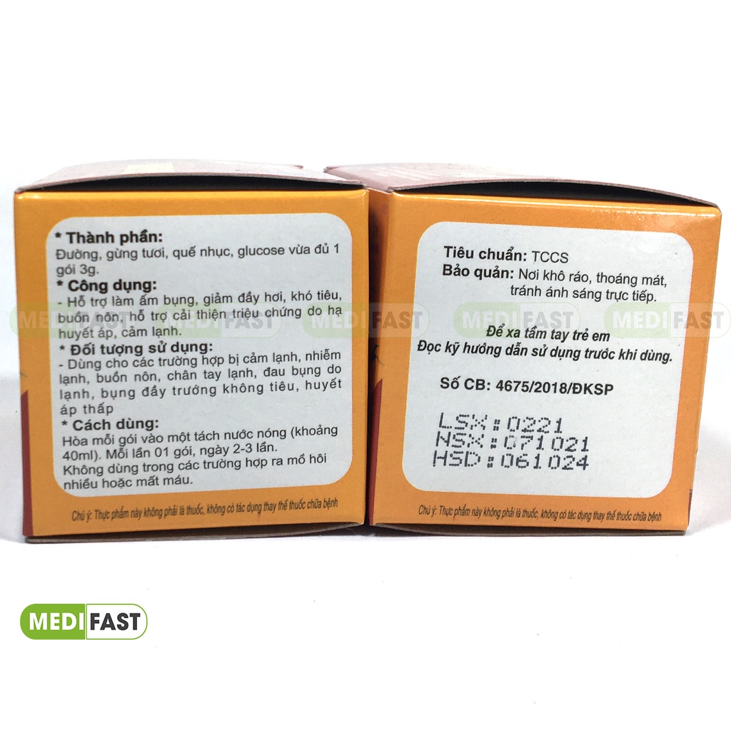 Trà gừng giải cảm, làm ấm cơ thể, cảm lạnh - Trà gừng đ.y - Hộp 10 gói