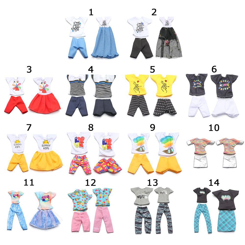 Set 2 Bộ Trang Phục Mini 30cm Màu Sắc Cầu Vồng Dành Cho Búp Bê
