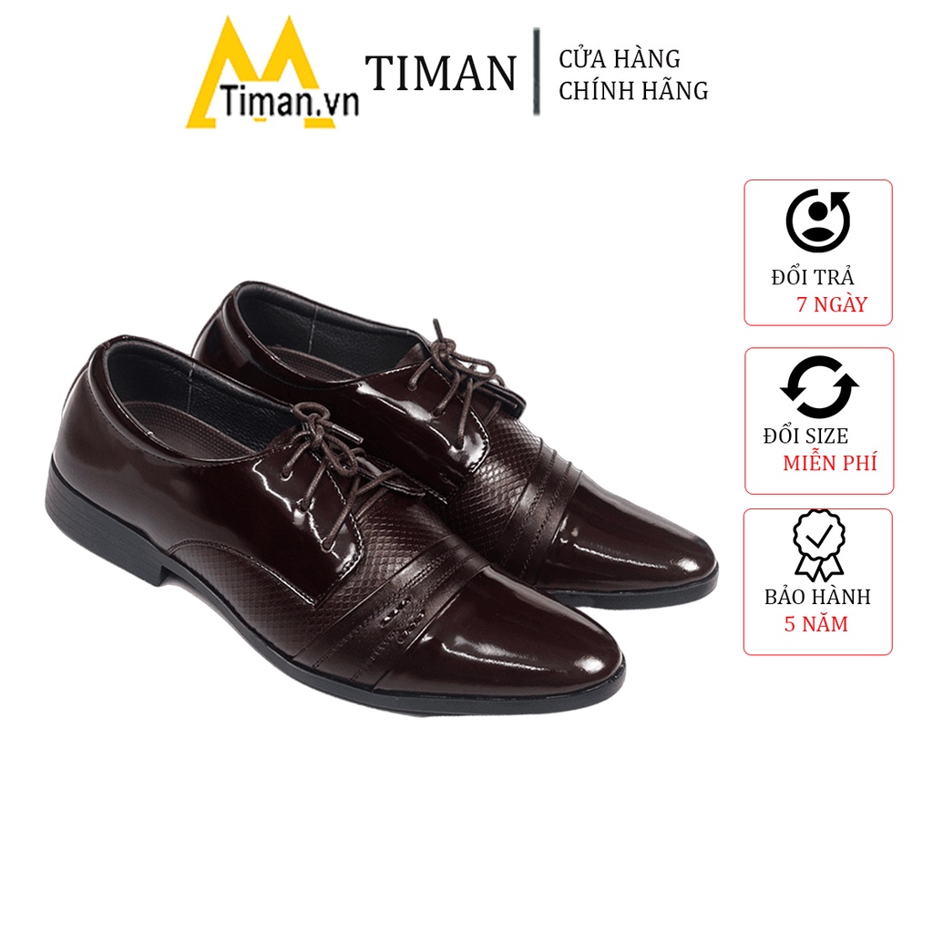 Giày da nam phong cách công sở cao cấp thiết kế cao cổ hàn quốc màu nâu đẹp bảo hành 5 năm TM90 TIMAN