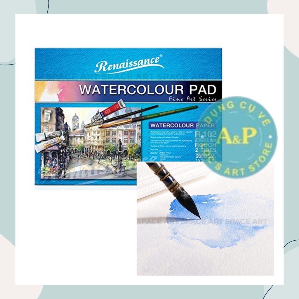 Tập Giấy Vẽ Renaissance 200gsm - WaterColour Pad vân Rough