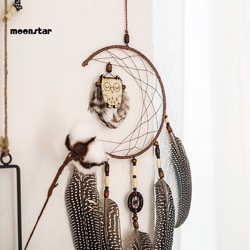 Dream Catcher phối hình chim cú dễ thương treo trang trí cho phòng ngủ