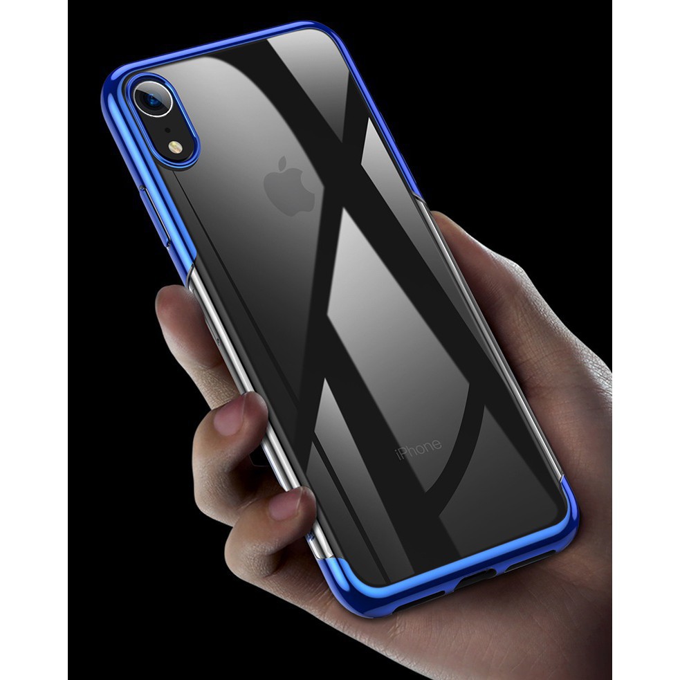 Ốp dẻo trong suốt viền màu các dòng IPhone X/XS | IPhone XS Max - Ốp lung kính dẻo trong Baseus Shining Case