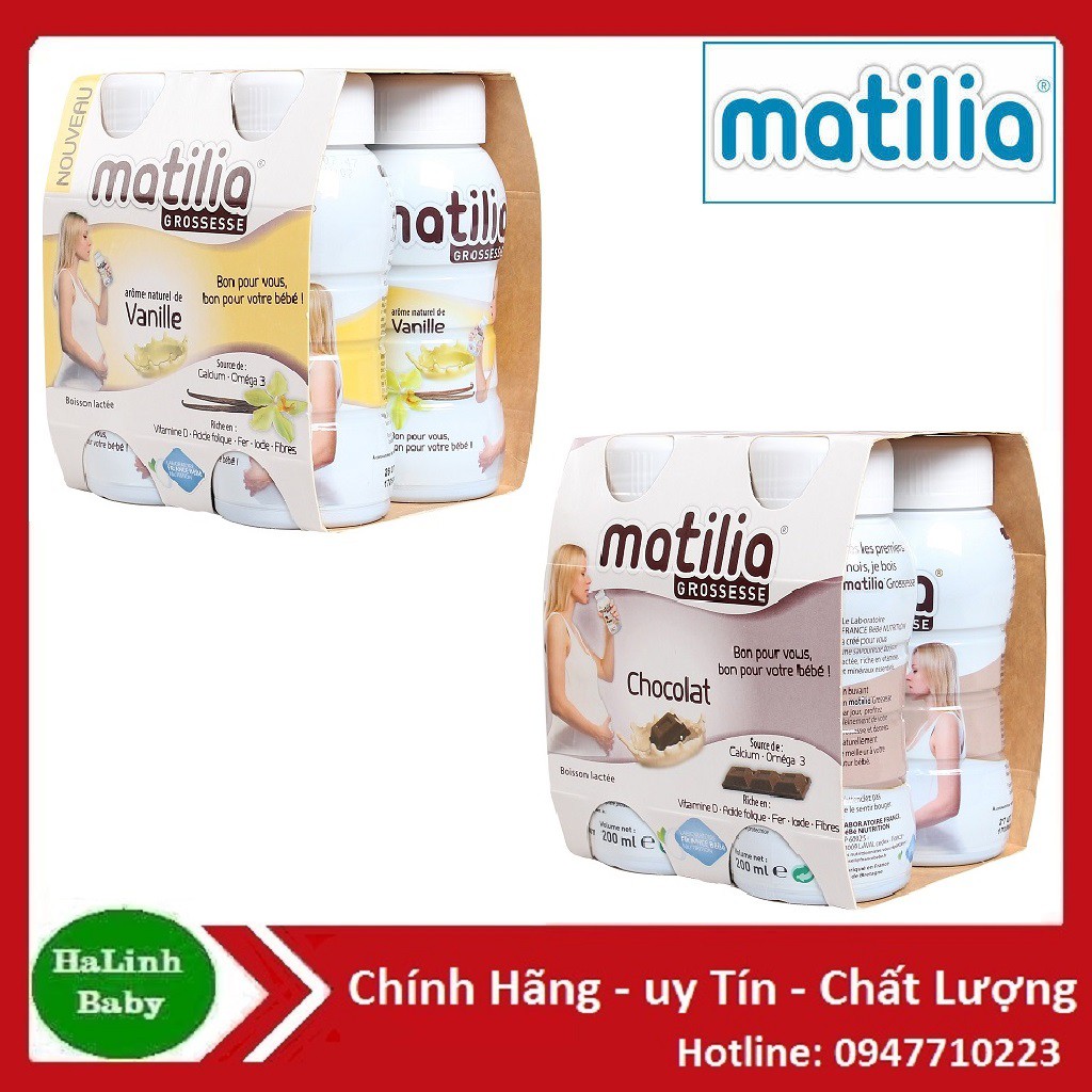 Sữa Bầu Matilia 200ml ( Pháp ) Vị socola, vali,Date 11/2021