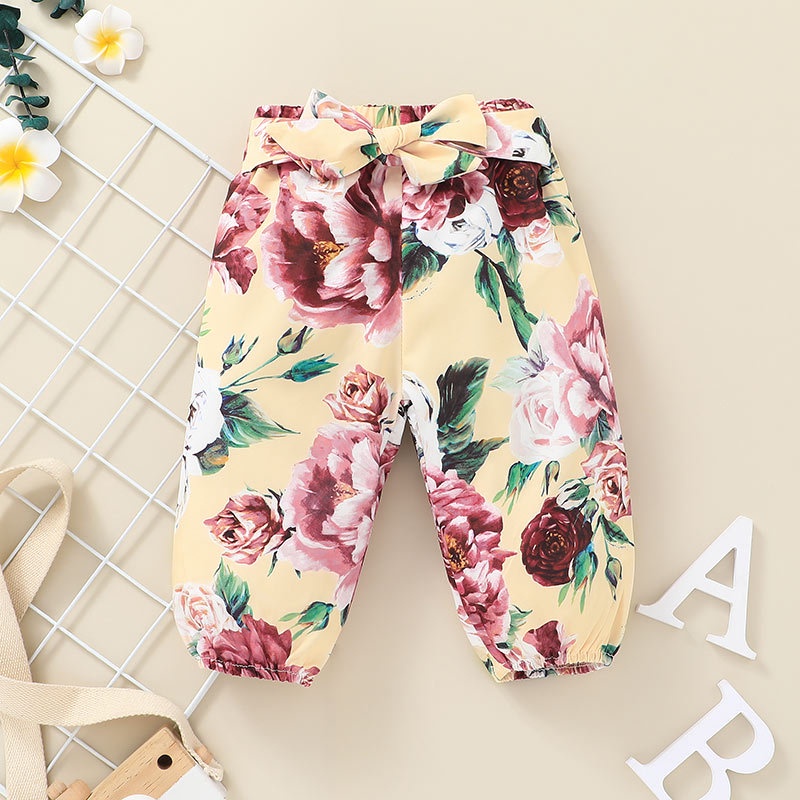 Băng đô quà tặng-Bộ Đồ Quần Áo Bé Gái Body Tay Dài Bodysuit Liền Thân Và Hoa Quần Dài Set Thời Trang Cho Bé Trẻ em Sơ Sinh 0-24 Tháng