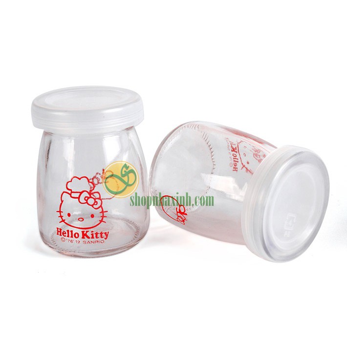 [COMBO] 12 hũ đựng sữa chua thủy tinh hình Hello Kitty