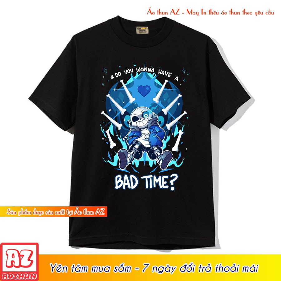 Áo thun game Undertale Sans chibi bad time màu đen - Có size trẻ em M2812