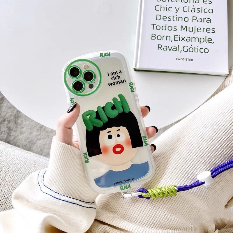 Ốp Điện Thoại In Hình Cô Gái Giàu Có Dây Đeo Cho IPhone 12 13 11 Pro Max X Xs Max Xr