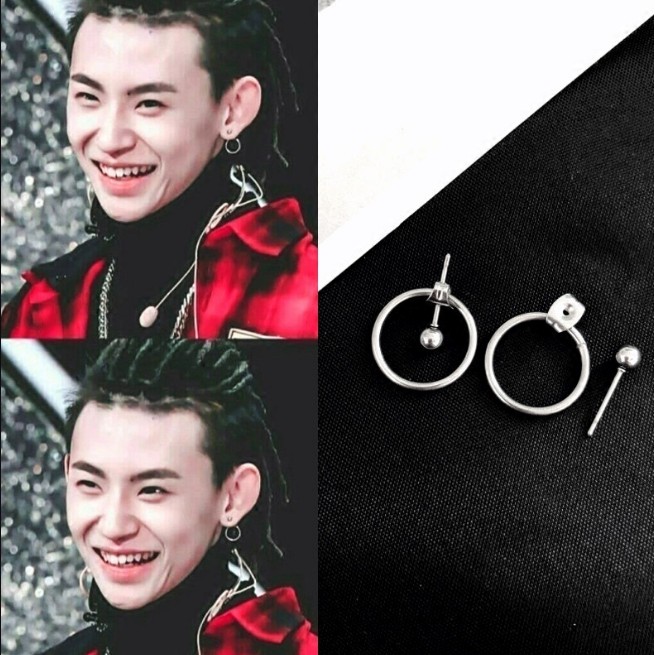 Khuyên tai titan bi phối khoen tròn không gỉ