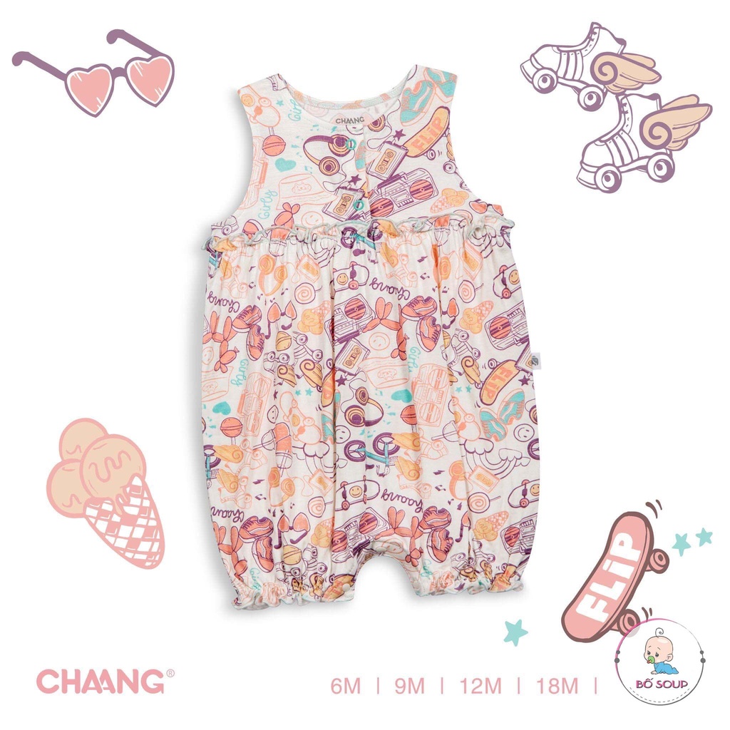 Bộ body cúc giữa trẻ em họa tiết Chaang
