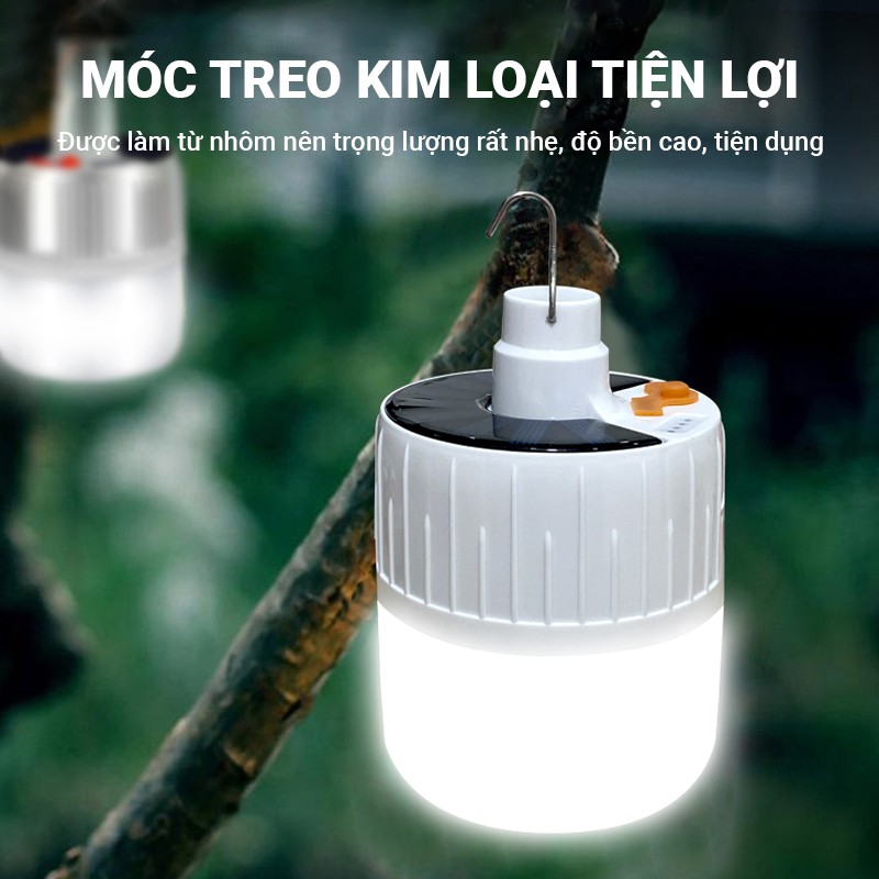 Bóng đèn LED sạc pin T105 công suất 40W, chất liệu nhựa PC, độ sáng cao, remote điều khiển từ xa, năng lượng mặt trời