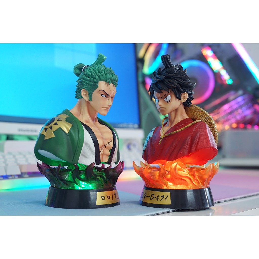 MÔ HÌNH BÁN THÂN LUFFY, ZORO, SANJI LED RGB 16CM