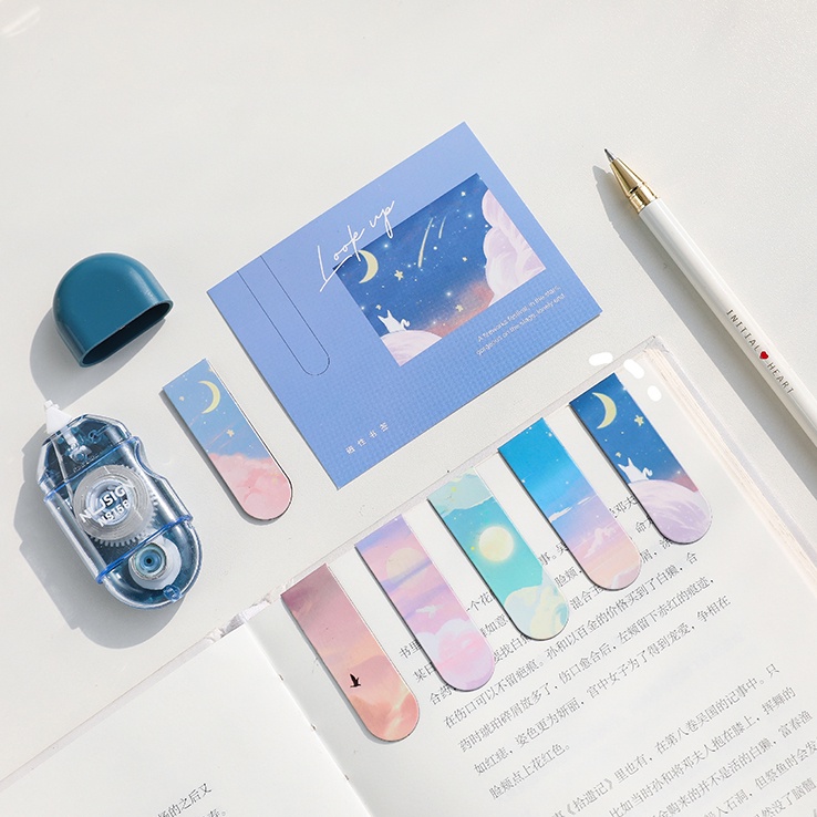 Miếng Đánh Dấu Trang Sách Từ Tính In Hình Phong Cảnh Đám Mây Biển Kỳ Ảo Cho Học Sinh/Văn Phòng