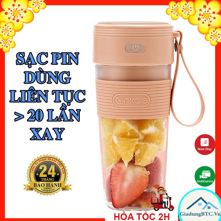 Máy xay sinh tố cầm tay mini có dây cầm tiện lợi l Máy xay hoa quả cầm tay dạng cốc, lưỡi dao dày dặn, sạc usb