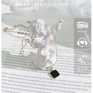 Vòng cổ bạc nữ mặt đá vuông ARIAN, phụ kiện trang sức dây chuyền nữ phong cách trẻ trung