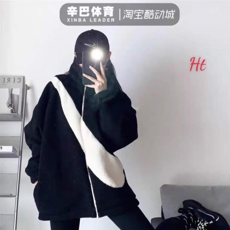 Áo khoác lông khoá kéo phẩy ngang hths