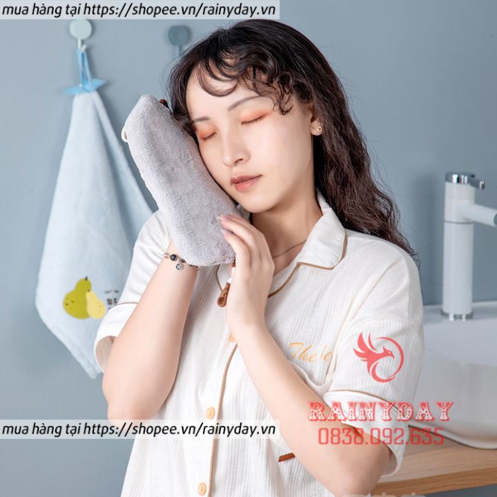 Khăn lau tay treo tường, khăn lau bếp bát đĩa chén ly đa năng có móc vải cotton siêu thấm nước siêu sạch