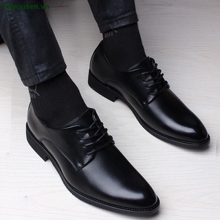 Giày tây mũi nhọn cột dây thời trang thu đông phong cách Hàn Quốc cho nam