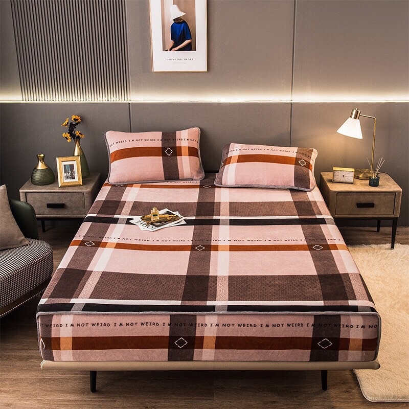 bộ ga nỉ tuyết sữa mới nhất năm 2021 (1ga+2 vỏ gối đầu)