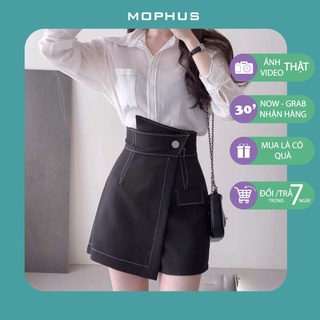 Quần giả váy quần chân váy cạp chéo viền chỉ nổi phong cách Hàn Quốc Mophus MV010