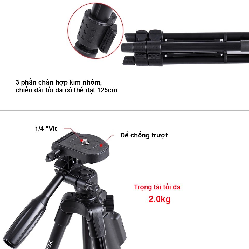 💥YUNTENG💥Chân đế chụp hình điện thoại máy ảnh Yunteng VCT5208