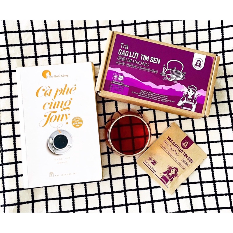 Trà Gạo Lứt Tim Sen Lạc Tiên Bhnong - Trà gạo lứt tim sen cô gái Bhnong hỗ trợ ngủ ngon, thanh lọc c