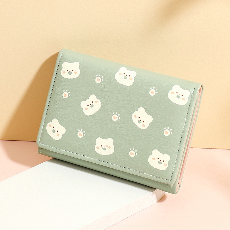 Ví ngắn đựng thẻ BAELLERRY sức chứa lớn thiết kế gập ba thời trang cho học sinh