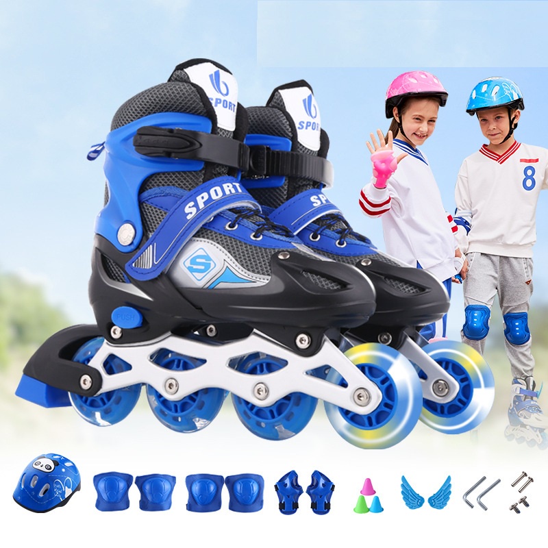 Giày patin trẻ em, người lớn ẢNH THẬT {tặng kèm Mũ bảo hiểm, bảo hộ tay và đầu gối}, bánh có flash Sport