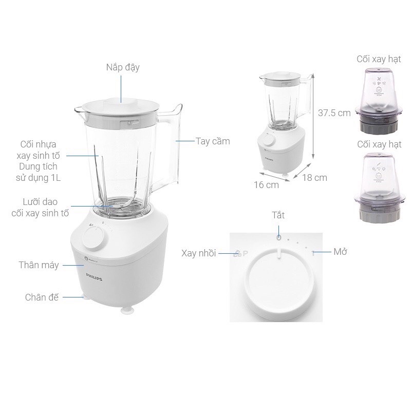 Máy xay sinh tố Philips HR2041/30 - Bảo Hành Chính Hãng 2 Năm