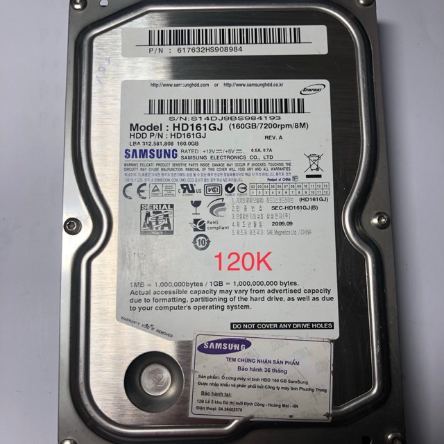 Bảng giá Ổ Cứng 160G Samsung Phong Vũ