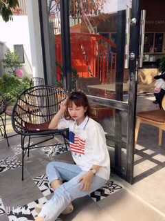 Áo cổ trụ in cờ