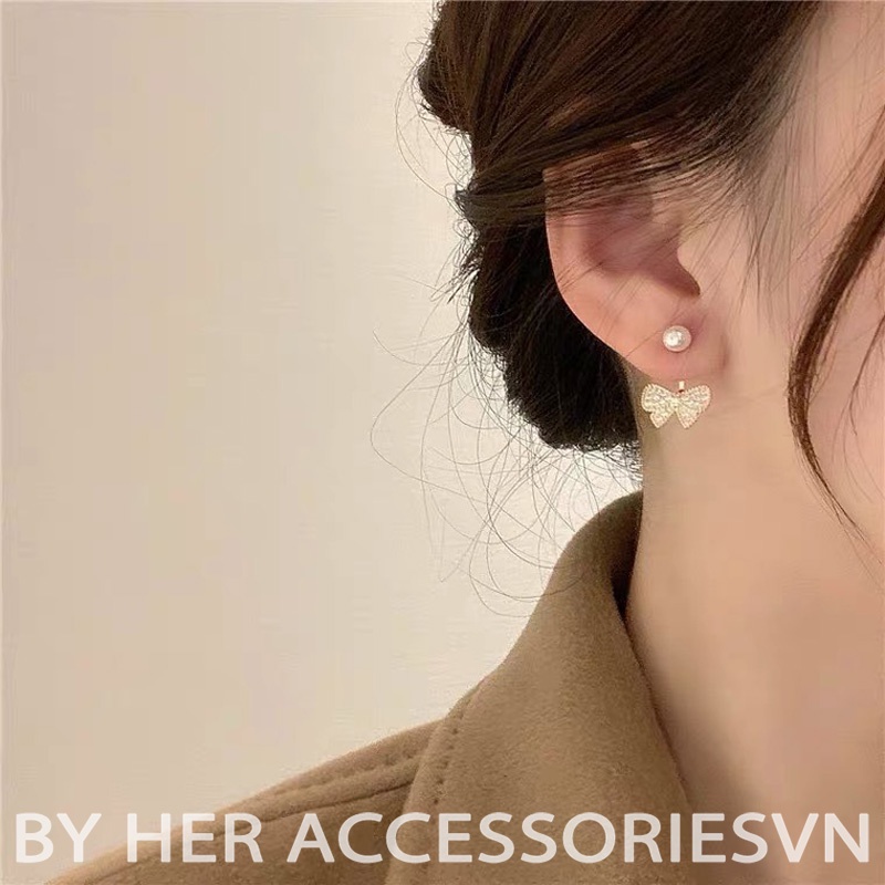 Bông tai, Khuyên tai Nơ điểm hạt trai thanh lịch, Her Accessories H77