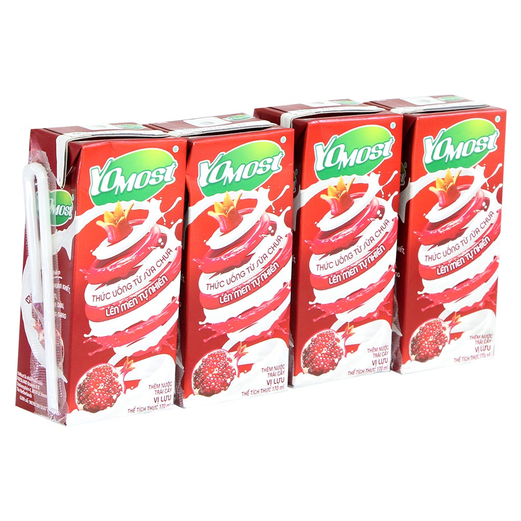 Sữa chua uống Yomost hương Lựu hộp 170ml  "GIÁ BÁN ĐÃ TRỪ KHUYẾN MÃI"
