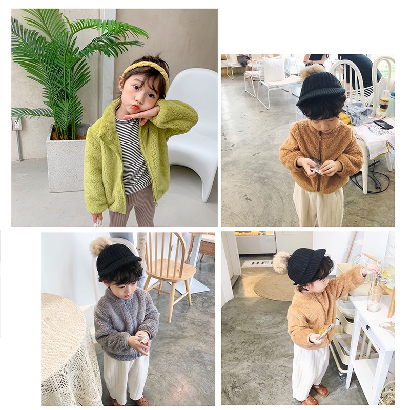 Áo khoác lông dày Luckycandy mềm mại giữ ấm thời trang mùa đông cho bé 0-6 tuổi