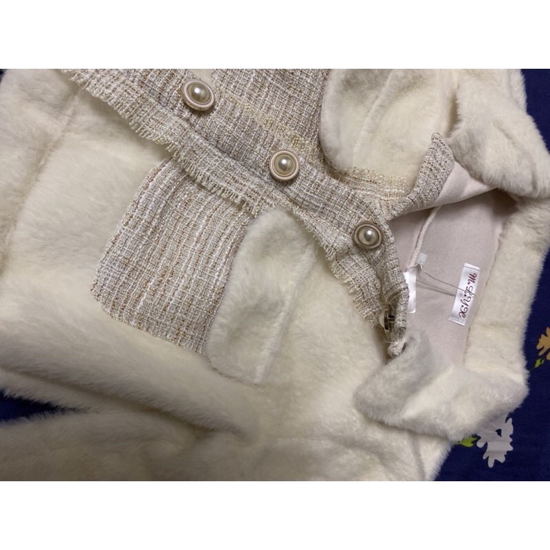 Áo khoác lông phối dạ tweed hàng qc