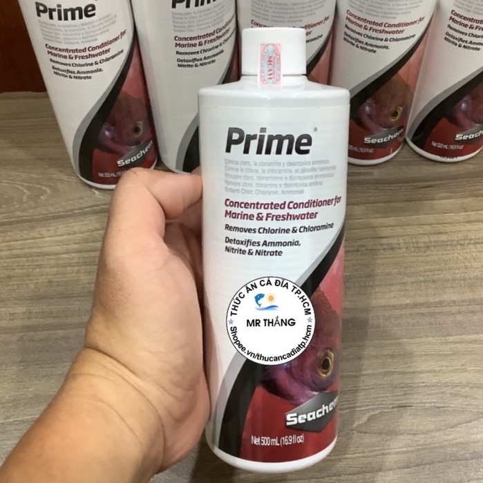 Seachem Prime : Dung dịch khử Clo, Cloramin; NH3, NO2, NO3 cho nước bể cá.