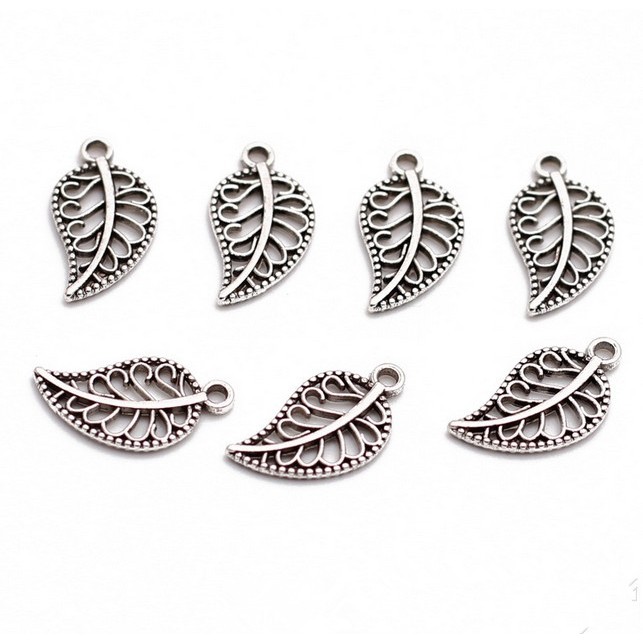 Set 10 Mặt Dây Chuyền Hợp Kim Kẽm Hình Chiếc Lá Phong Cách Vintage