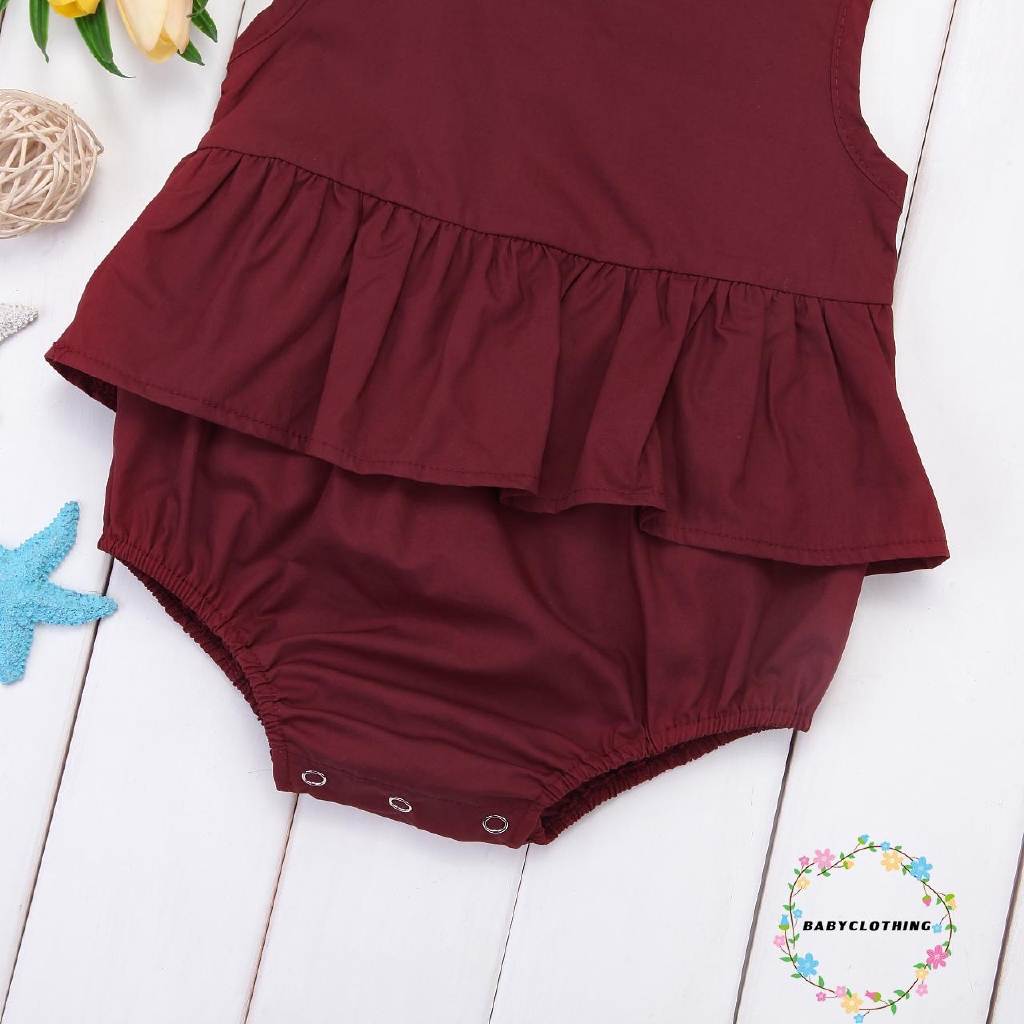 ღWSVღNewborn Baby Girl Red Sleeveless Romper Jumpsuit Bodysuit Outfits Clothes Summer