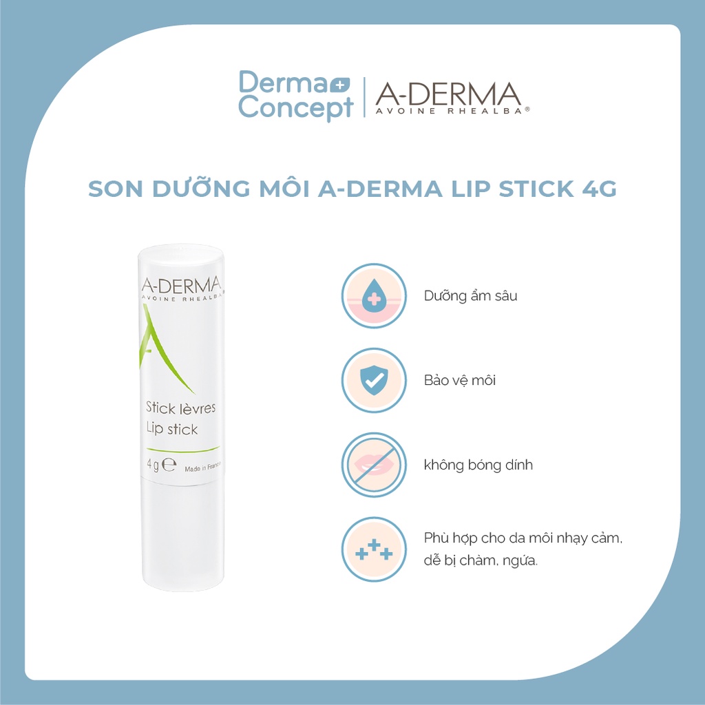 Son dưỡng A-DERMA Lip Stick 4G [NHẬP KHẨU CHÍNH HÃNG 100%]