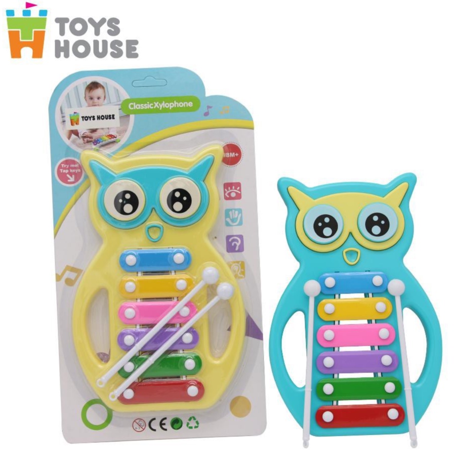 Đồ chơi nhạc cụ- Đàn gõ Xylophone hình cú mèo đáng yêu Toyshouse- Dụng cụ phát triển năng khiếu âm nhạc dành cho bé yêu